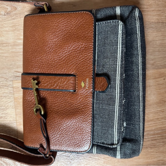 Fossil Tan and Black Men's Messenger Bag - Picture 1 of 7